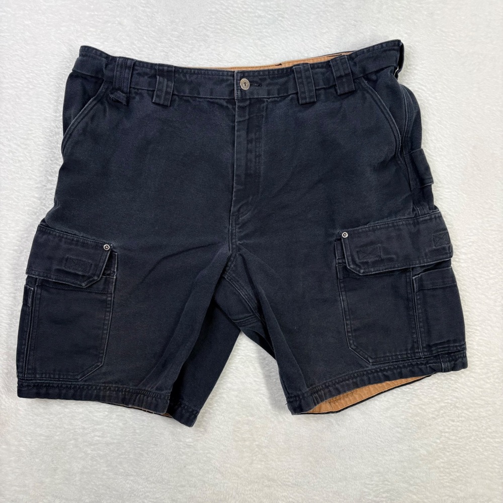 Duluth Trading Co Mens Black Canvas Cargo Work Shorts Size 40 Canvas Utility